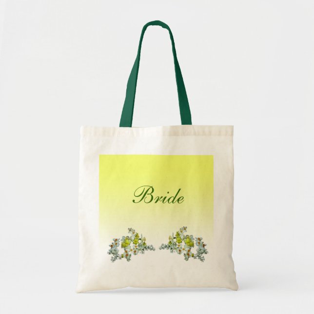 Gult Blommigt Bröllop Bride Tygkasse (Framsidan)