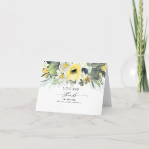 Gult Blommigt Bröllop Tack Kort