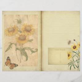 Gult Blommigt Collage Journal Page Scrapbook Pappe