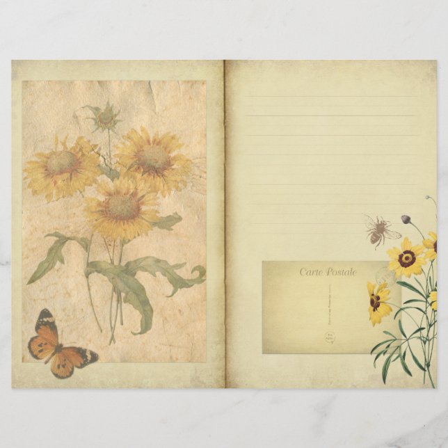 Gult Blommigt Collage Journal Page Scrapbook Pappe (Framsida)