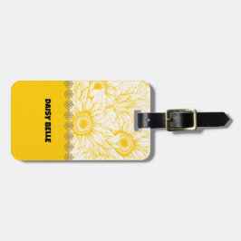 Gult Blommigt Daisy - resggtagg Bagagebricka