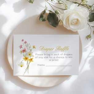 Gult Blommigt Diaper raffle biljett Vår Tilläggskort