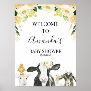 Gult Blommigt Djurhållning - välkomstskylt för bab Poster