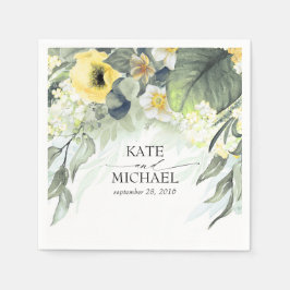 Gult Blommigt Dreamy Garden Wedding Pappersservett