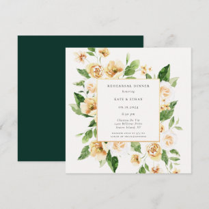 Gult Blommigt Emerald Rehearsal Dinner Invit Inbjudningar