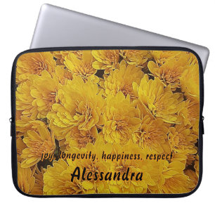 Gult Blommigt Fall Chrysantemus Photo Laptop Fodral