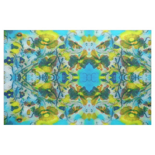 Gult Blommigt för solstråle Tyg (Fat Quarter)