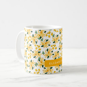 Gult Blommigt för vattenfärg Garden Personlig Kaffemugg