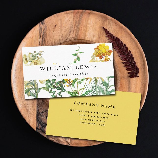 Gult Blommigt för vattenfärg och Professionell för Visitkort (Skapare uppladdad)