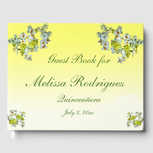 Gult Blommigt Garden Flower Quinceanera Guest Bok