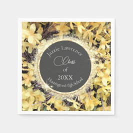 Gult Blommigt Glittery Personlig Student Pappersservett