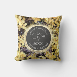 Gult Blommigt Glittery Studenten Personlig Kudde