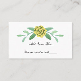 Gult Blommigt Greenery Foliage Bord Place Card Placeringskort