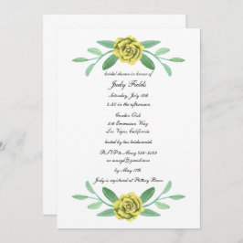 Gult Blommigt Greenery Foliage Möhippa Inbjudningar