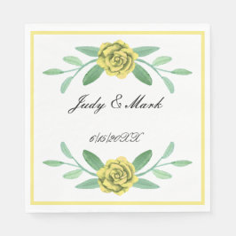 Gult Blommigt Greenery Foliage Papper Napkins Pappersservett