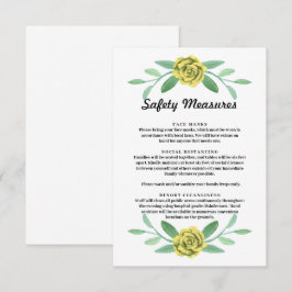 Gult Blommigt Greenery Foliage Safety Measure Card Meddelande