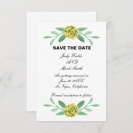 Gult Blommigt Greenery Foliage Save Date Card Spara Datumet