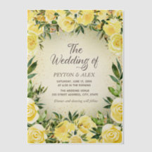 Gult Blommigt Greenery Guld Glitter Vellum Bröllop