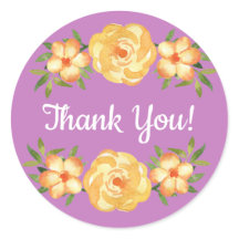 Gult Blommigt Grönt Löv Lila Tack