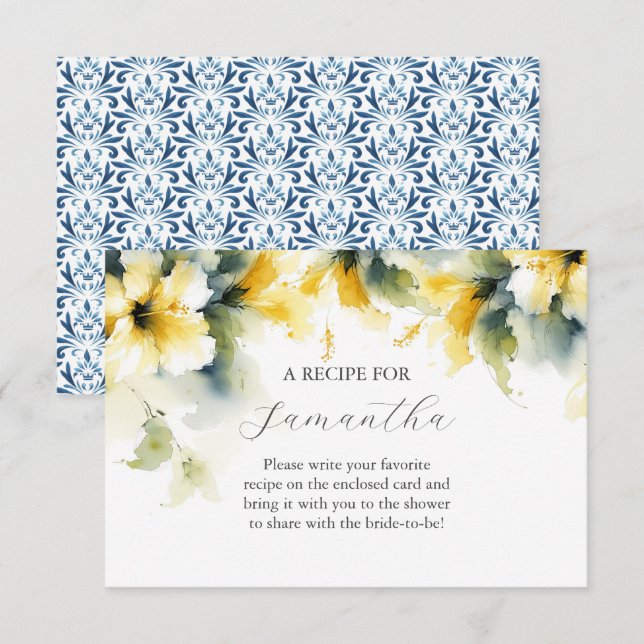 Gult Blommigt Hibiscus Recept för Bride Tilläggskort (Fram/baksida)