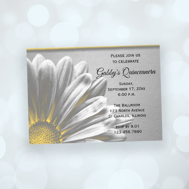 Gult Blommigt Highlights Quinceanera Party Inbjudningar (Skapare uppladdad)