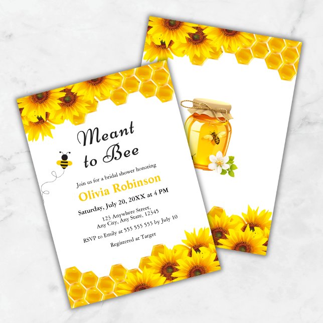 Gult Blommigt Honung Meant to Bee Möhippa Inbjudningar (Yellow Floral Honey Meant to Bee Bridal Shower Invitation    )