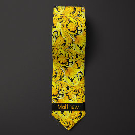 Gult Blommigt-inspirerat monogram Slips