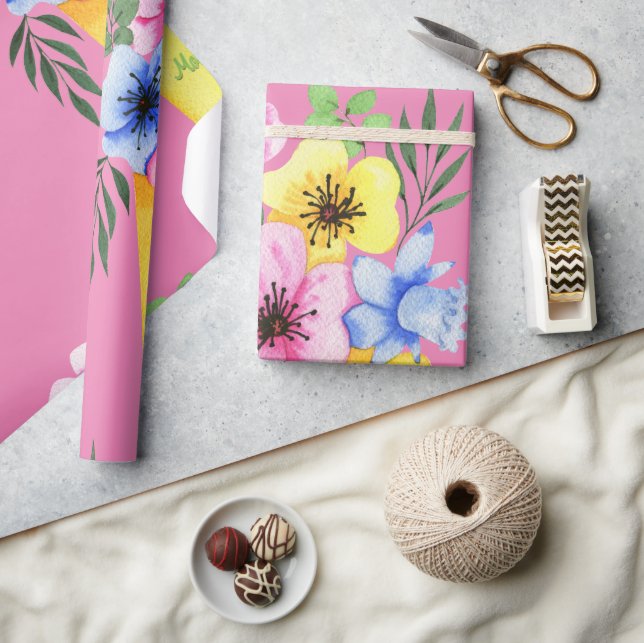 Gult Blommigt Kaffe Kopp Mors dag Presentpapper (Hantverk)