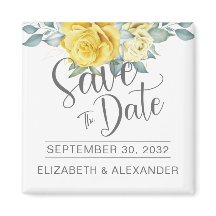 Gult blommigt, klassbild bröllop spara datum m