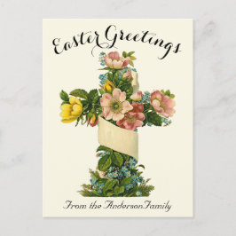 Gult Blommigt Kor Vintage Påsk Religiösan Vykort