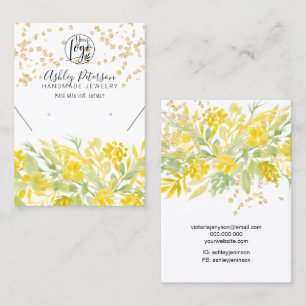 Gult blommigt logotyp guld svetsörrhalsband visitkort