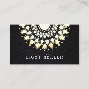 Gult Blommigt Lotus Mandala Energy Healer Visitkort