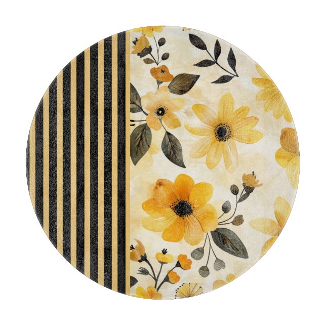 Gult blommigt med rand på svart (Framsidan)