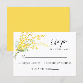 Gult Blommigt Mimosa Vår blommor Bröllop OSA Kort