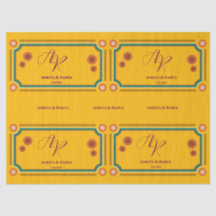 Gult Blommigt Monogram Initialer Indiska Bröllop