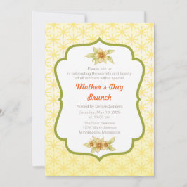 Gult Blommigt Mors dag Brunch-inbjudan Inbjudningar
