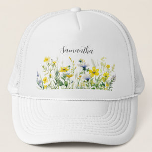 Gult Blommigt Namn Keps