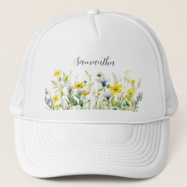 Gult Blommigt Namn Keps (Framsida)