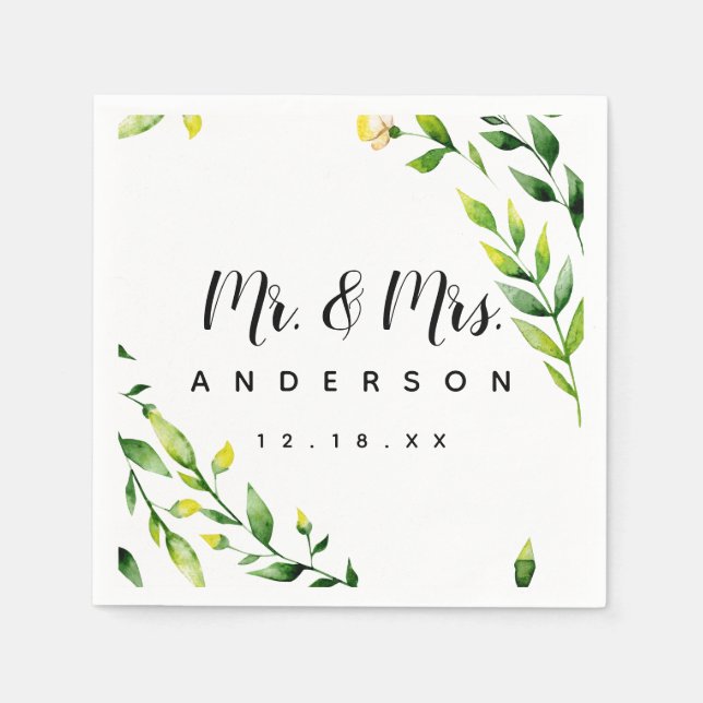 gult blommigt napkin-blomman vår bröllop sommar pappersservett (Framsidan)