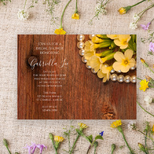 Gult Blommigt och Barn Wood Land Möhippa Inbjudningar