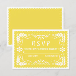 Gult blommigt papel picado folk art babydusch OSA kort