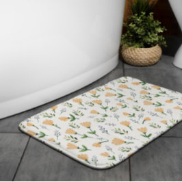 Gult Blommigt Scandinavian Badrumsmatta