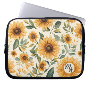 Gult Blommigt Solblommor Laptop Fodral