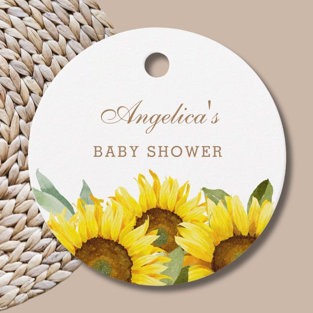 Gult Blommigt Solros Flicka Shower Tack Gåvor Etiketter (Skapare uppladdad)