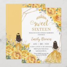 Gult Blommigt Sweet 16 Birthday Princess Krona