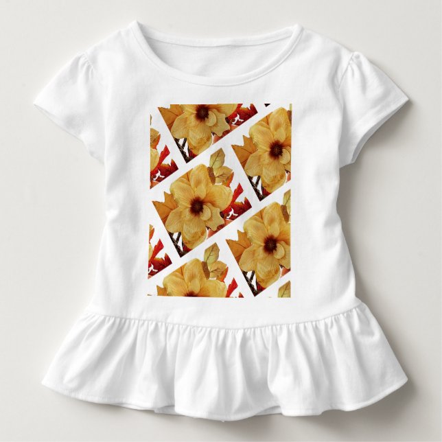 Gult Blommigt T Shirt Bright och Söt (Framsida)