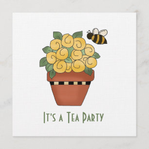 Gult Blommigt Tea Party-inbjudan Inbjudningar