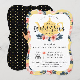 Gult Blommigt Tea Party Inbjudningskort för möhipp