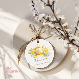 Gult Blommigt Tea Party Tack Favoriter Gåvor Etiketter