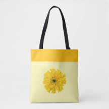 Gult Blommigt Tote Bag
